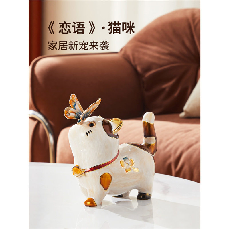 珐琅彩招财猫入户门口玄关摆件卡通猫咪工艺品茶几电视柜装饰品