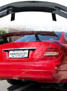 适用于奔驰W204  C级C63改装镂空PD款尾翼碳纤维定风翼导流板后翼