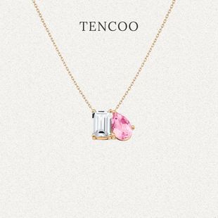 双石项链 Moi TENCOO定制小众宝石项链纯银轻奢设计感 Toi