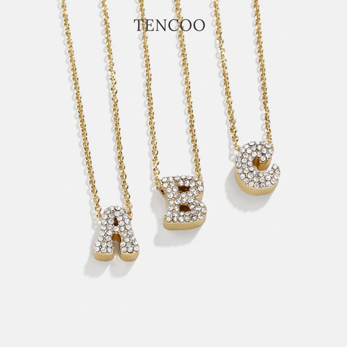 TENCOO复古密镶字母项链
