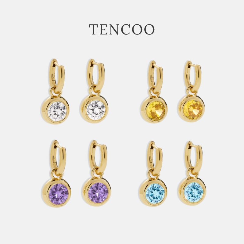 TENCOO定制彩色生辰石泡泡钻耳环