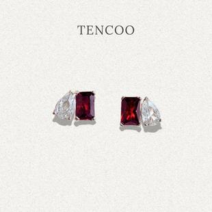 双石耳钉 Moi TENCOO生辰石几何百搭耳钉轻奢925纯银针 Toi