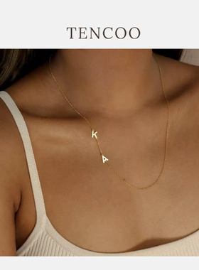 【侧边字母项链】TENCOO定制法式简约高级字母项链s925银锁骨链