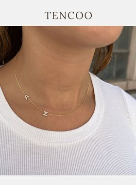 【新年礼物】TENCOO定制不对称侧边满钻字母项链钻石字母锁骨链