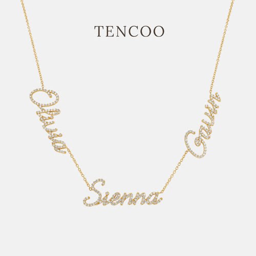 Tencoo多人名字满钻轻奢定制项链