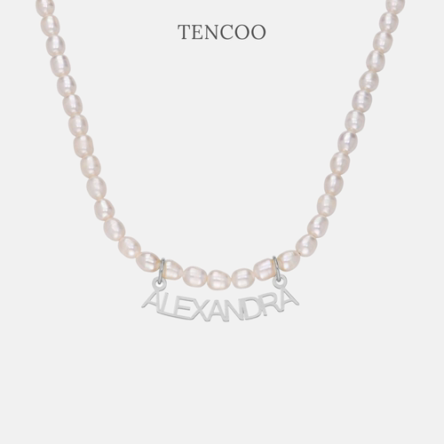 TENCOO珍珠名字项链s925银