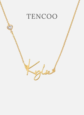 [侧边链条加钻石] TENCOO定制项链纯银字母项链 闺蜜生日礼物