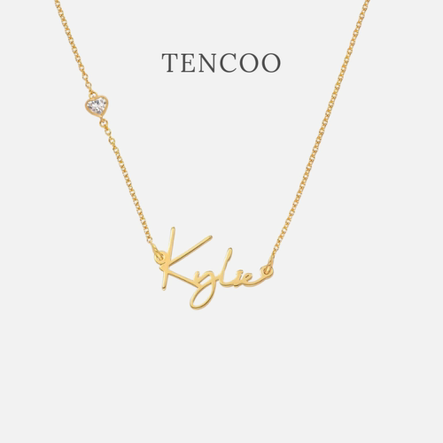 侧边链条带钻石定制名字项链