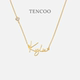 TENCOO定制项链纯银字母项链 侧边链条加钻石 闺蜜生日礼物
