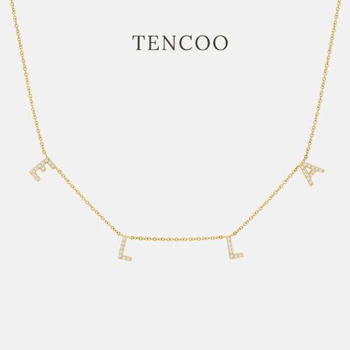Tencoo纯银闪钻字母项链定制