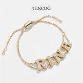 TENCOO满钻滑块字母手链 新年礼物 密镶字母定制手链抽绳设计