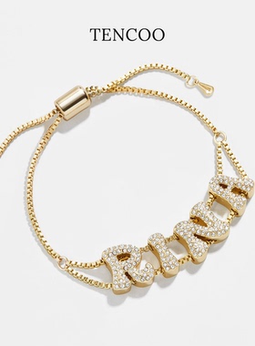 【新年礼物】TENCOO满钻滑块字母手链 密镶字母定制手链抽绳设计