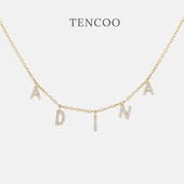 TENCOO定制满钻字母吊坠项链 人气推荐 纯银百搭叠戴字母项链