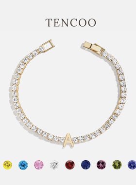 TENCOO个性化定制轻奢锆石字母手链 饰品送女友彩宝网球链饰品