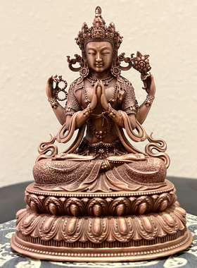 纯铜平安藏传精致四臂观音