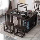 实木旋转茶桌阳台家用移动茶台喝茶桌椅组合小型茶几具烧水壶套装