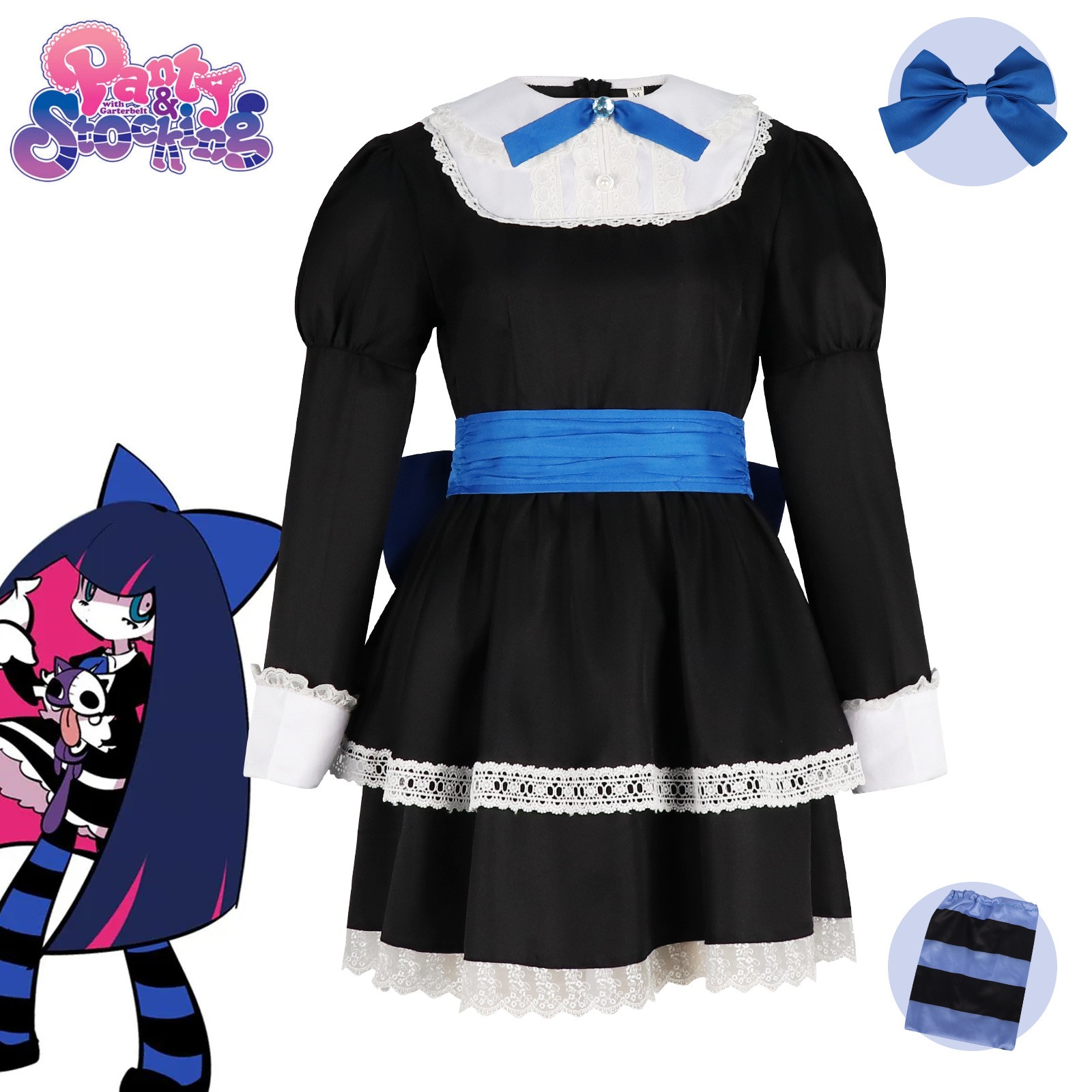 吊带袜天使cos史朵巾黑色洛丽塔套装cosplay黑色礼服Stocking服装