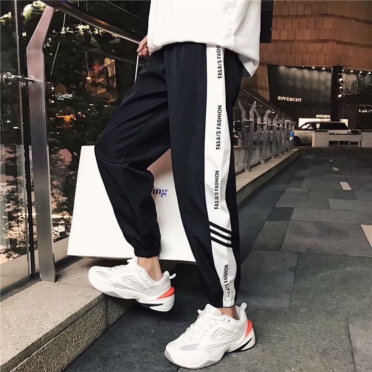 裤子男士韩版潮流百搭修身学生九分裤潮牌新款9分运动宽松休闲裤