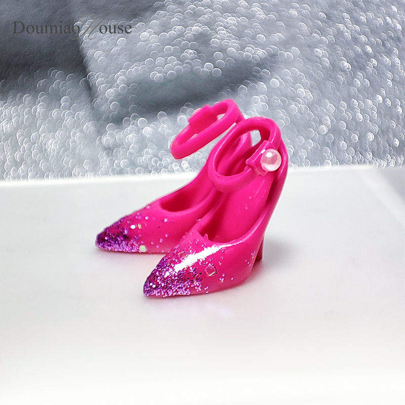 6分娃娃高跟鞋闪亮紫色仿珍珠30厘米娃娃鞋子玩具礼物配件女公主