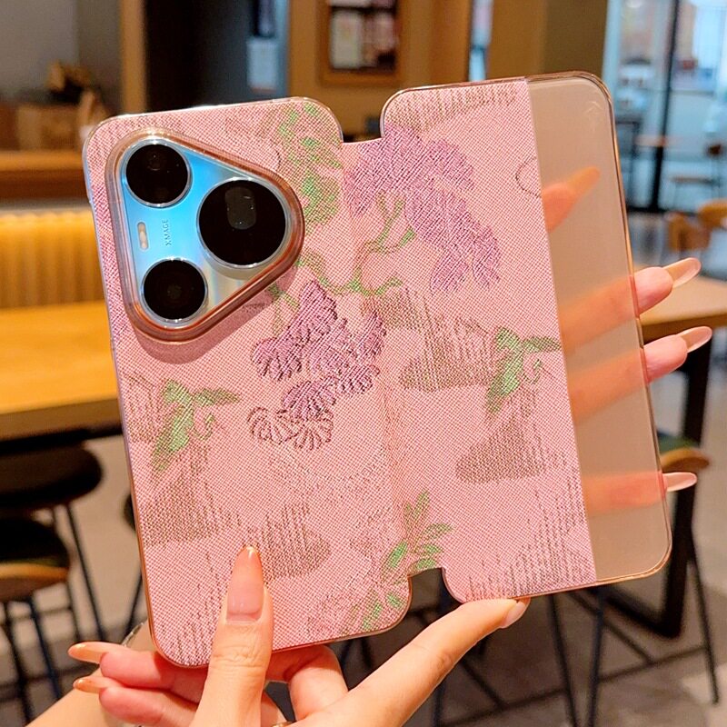 适用华为pura90promax手机壳p90pro max时尚潮牌prue侧翻盖式90p智能皮套pm前后puta带盖puar九零pmax全包por