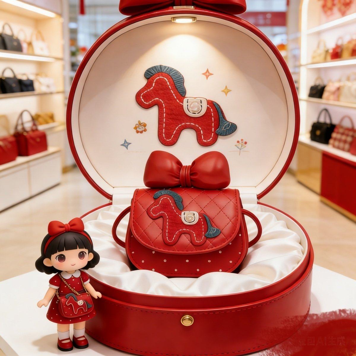 2026新款女童斜挎包可爱卡通蝴蝶结小马新年红包迷你公主系小包包