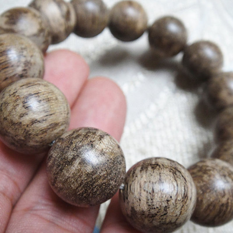 柬埔寨沉香佛珠手链 瘿瘤纹雀斑沉16mm高棉瘤疤菩萨沉香手串D13
