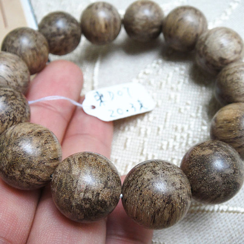 柬埔寨沉香佛珠手链 瘿瘤纹雀斑沉16mm高棉菩萨瘤疤沉香手串D07