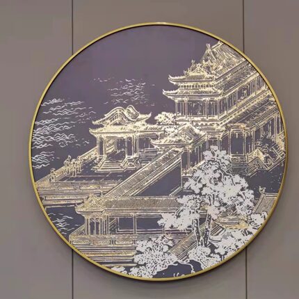 柠檬油画新中式立体金箔肌理装饰画禅意佛系艺术画样板间玄关挂画