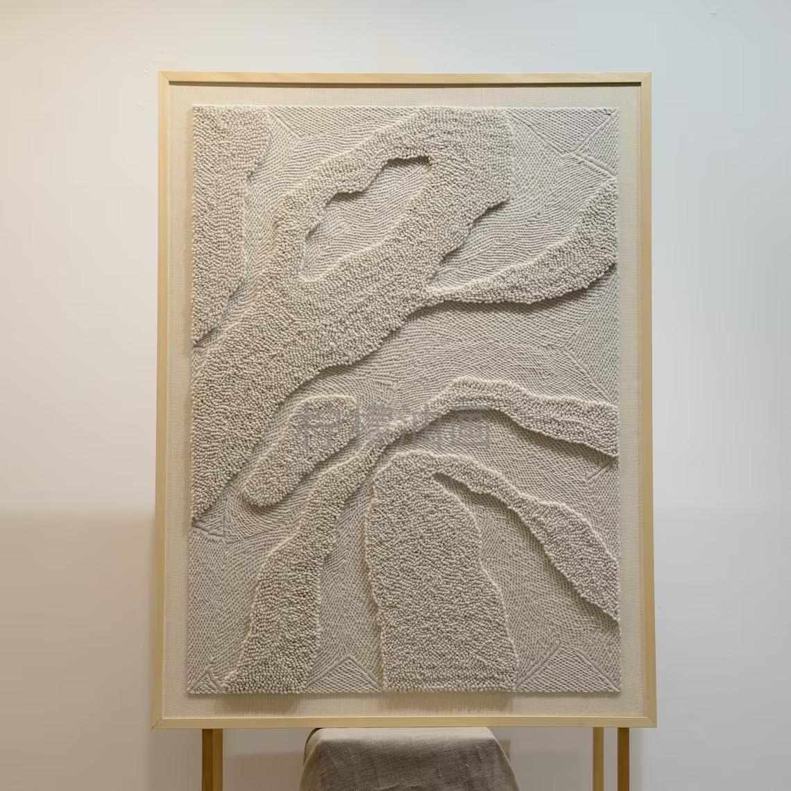 侘寂风小众高级感样板房艺术挂画立体实物玄关民宿手工编织装饰画图片