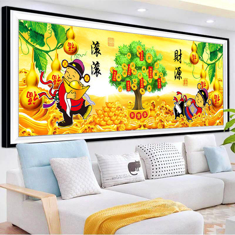2026新款高端轻奢家居商铺满钻财源滚滚钻石绣现代大幅风景画手工