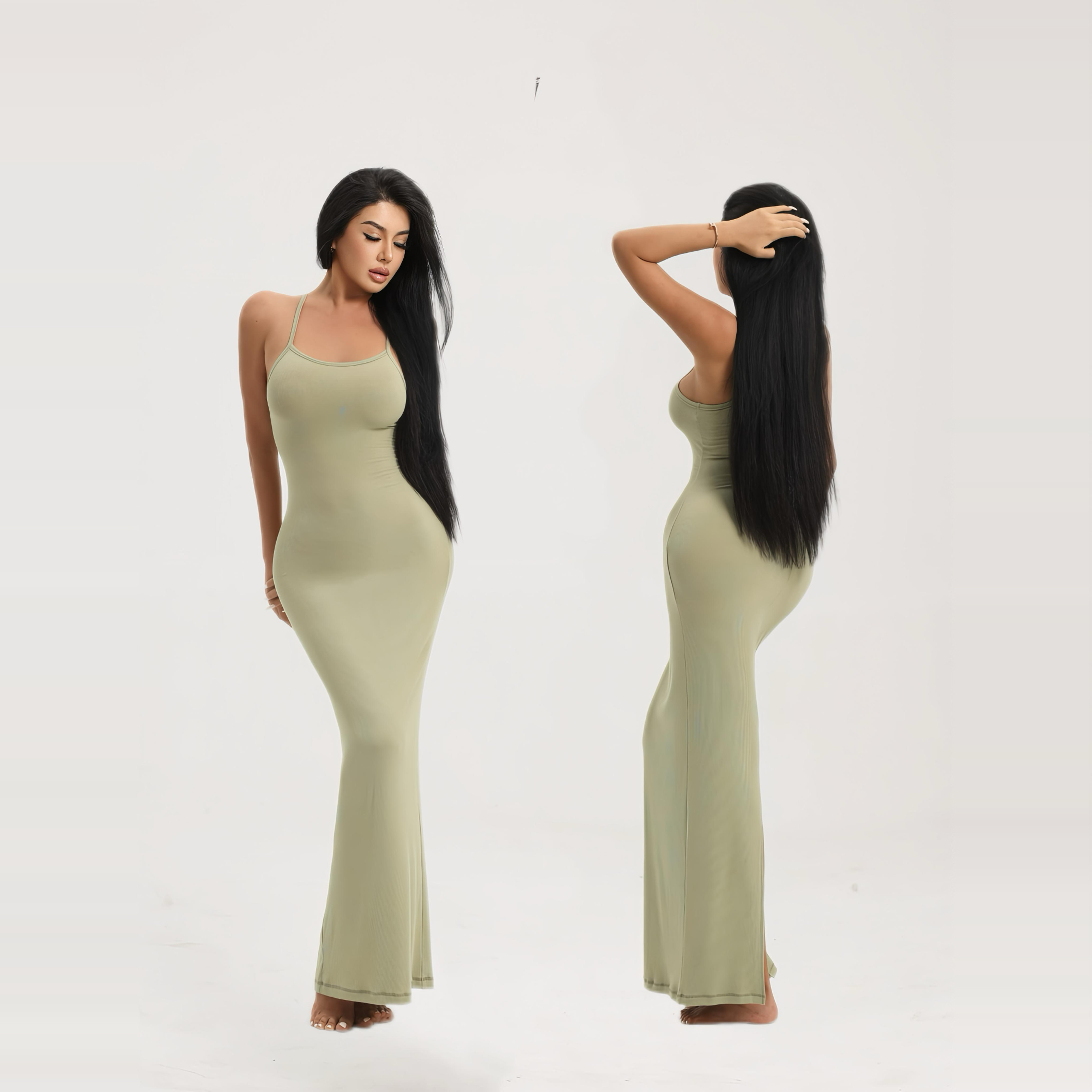 LAPINKY欧美卡戴珊同款纯色高弹螺纹吊带连衣裙长裙包臀裙,女装/女士精品,连衣裙,淘宝优惠券,粉丝福利购,淘宝优惠卷