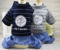 Gấu sọc denim boxer mèo cưng chó bốn chân với jumpsuit Teddy Bears - Quần áo & phụ kiện thú cưng áo con chó