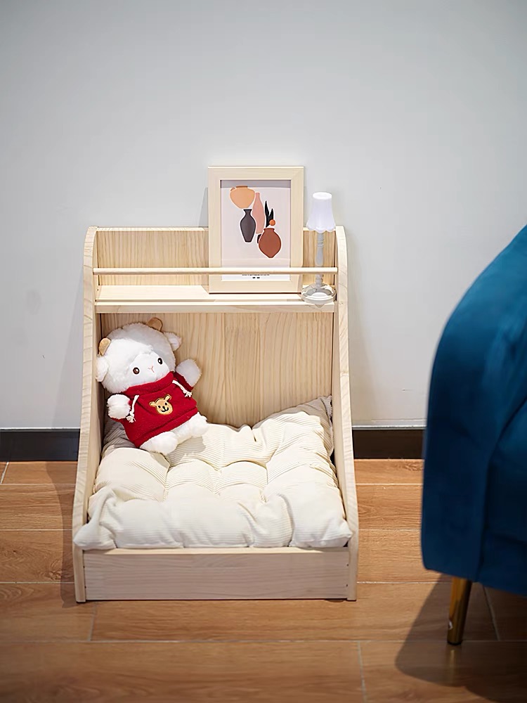 蘑菇宠物园狗窝实木猫咪宠物床狗狗床丹麦床马尔济斯木床猫窝小床