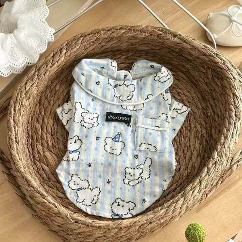 宠物衣服狗狗猫咪春秋季打底睡衣短袖薄绒小型犬泰迪比熊博美衣服