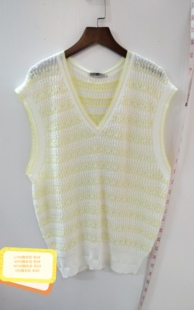 黄白色条纹针织衫背心上衣 咨询库存下单 多码数