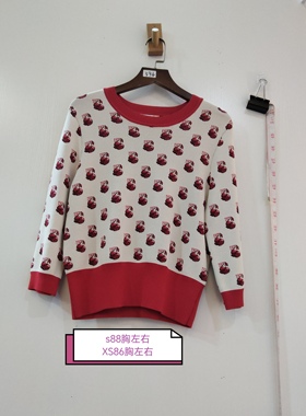 白红色印花针织上衣女装精品 咨询库存拍 只有XS86胸