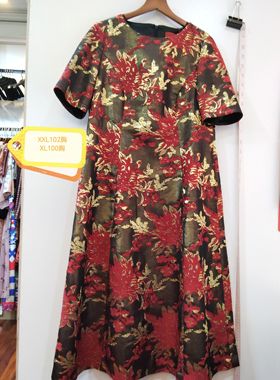 红色印花显瘦连衣裙女装精品 咨询库存拍 只有XL100胸