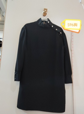 黑色休闲宽松立领长袖连衣裙 咨询库存下单 96胸