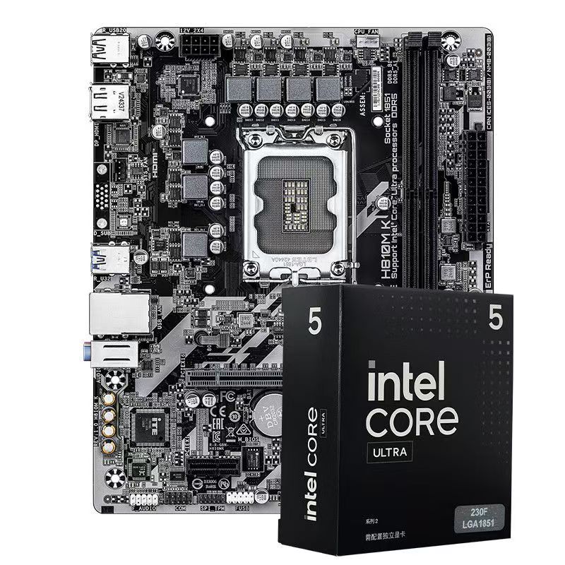 技嘉H810M-K搭配英特尔Ultra 5 225F/230F主板CPU套装