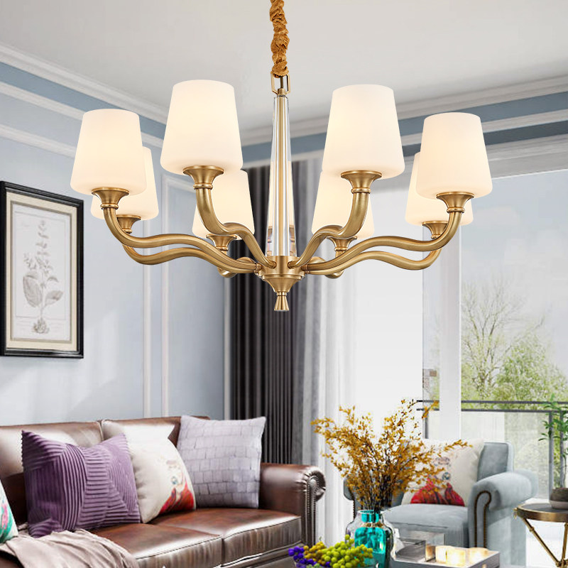 全铜美式吊灯客厅卧室创意北欧灯具后现代轻奢个性餐厅样板间灯饰