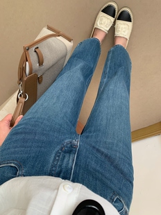 小个子专属通勤春秋四面弹显瘦小法棍牛仔裤 型利落显高 阿斯比蓝版