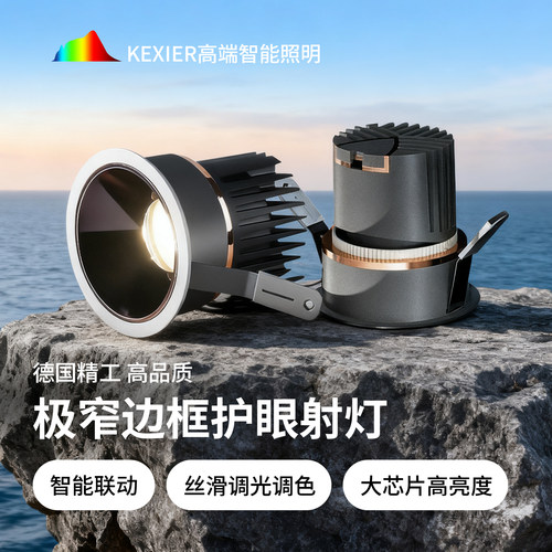 高端智能护眼射灯涂鸦ZigBee嵌入式COB深杯防眩客厅卧室天花灯具