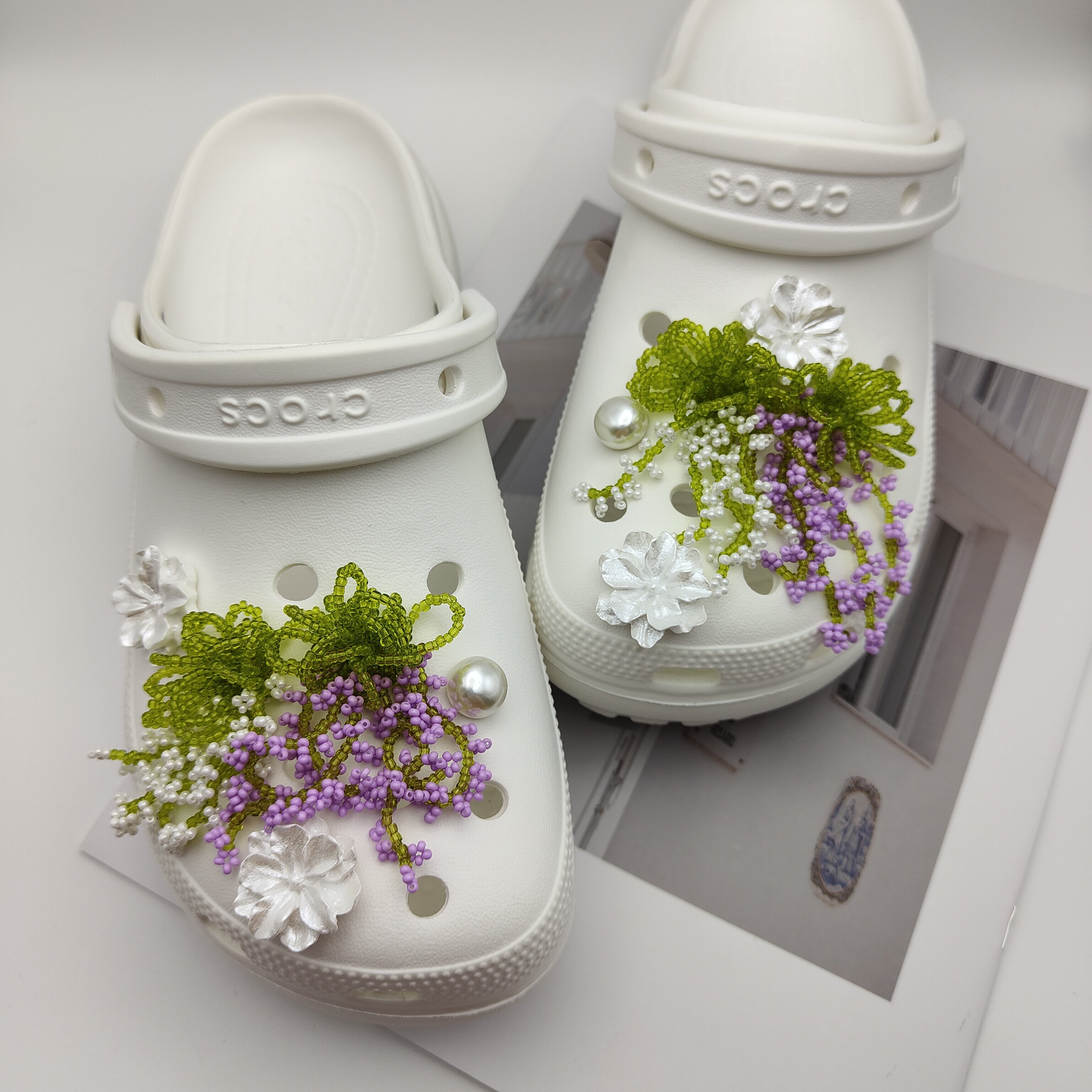 藤蔓花开~自选搭配diy鞋花适配卡骆驰crocs白色洞洞鞋鞋扣图片