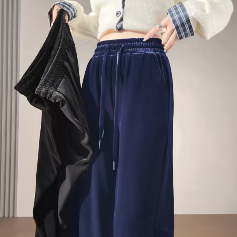 金丝绒窄版新款阔腿裤女春秋冬季