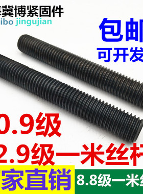 国标8.8/10.9/12.9级一米牙条丝杆全牙螺纹通丝M8M16M20M24镙丝杆