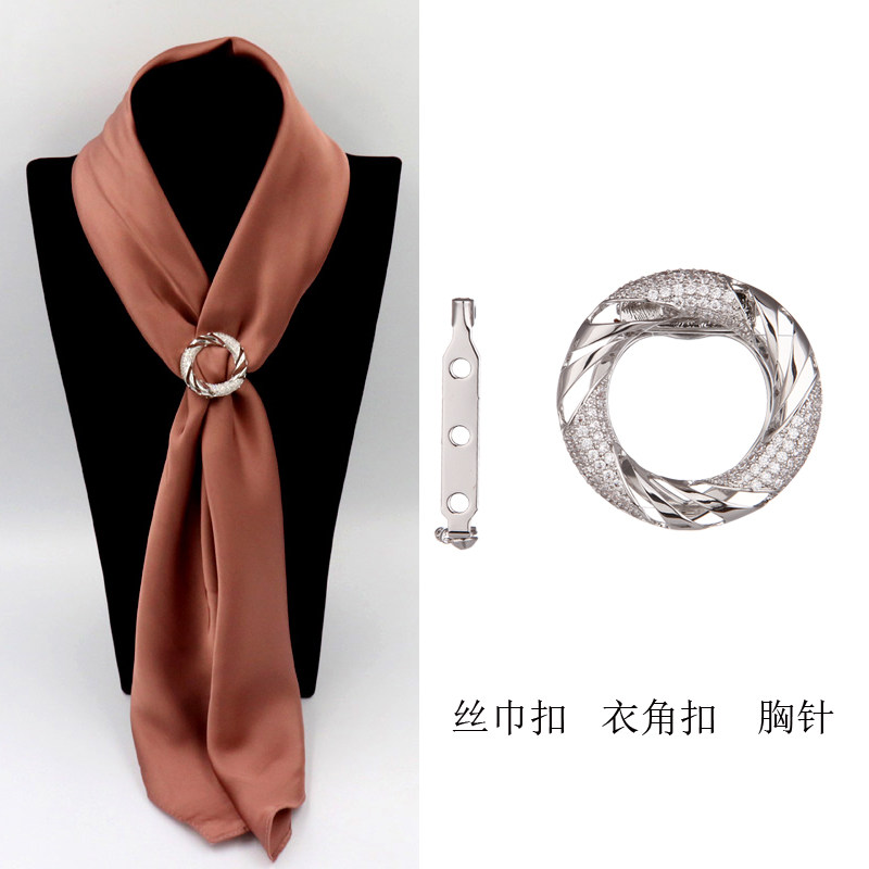 衣角打结扣下摆圆圈锆石胸针高档女奢华丝巾扣环百搭衣服配饰扣针