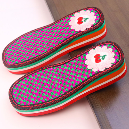 【菠萝绣花底】勾鞋底子批发勾拖鞋底子防滑毛线底男女士加厚单底