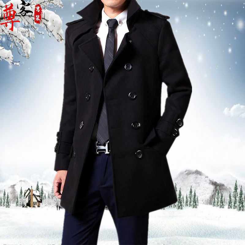 男士风衣2025秋冬季新款呢大衣韩版男装中长款青少年学生毛呢外套
