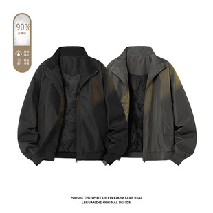 国标90白鸭绒美式飞行员羽绒服男leanfi高级感痞帅短款加厚外套