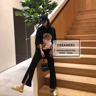 【不议价不包邮的】自制COOKADAILY高腰开叉西装休闲鱼尾喇叭裤